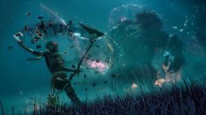 A group of characters exploring a beautifully rendered scene